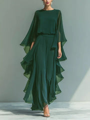 Elegant Sheer Ruffled Two-piece Set