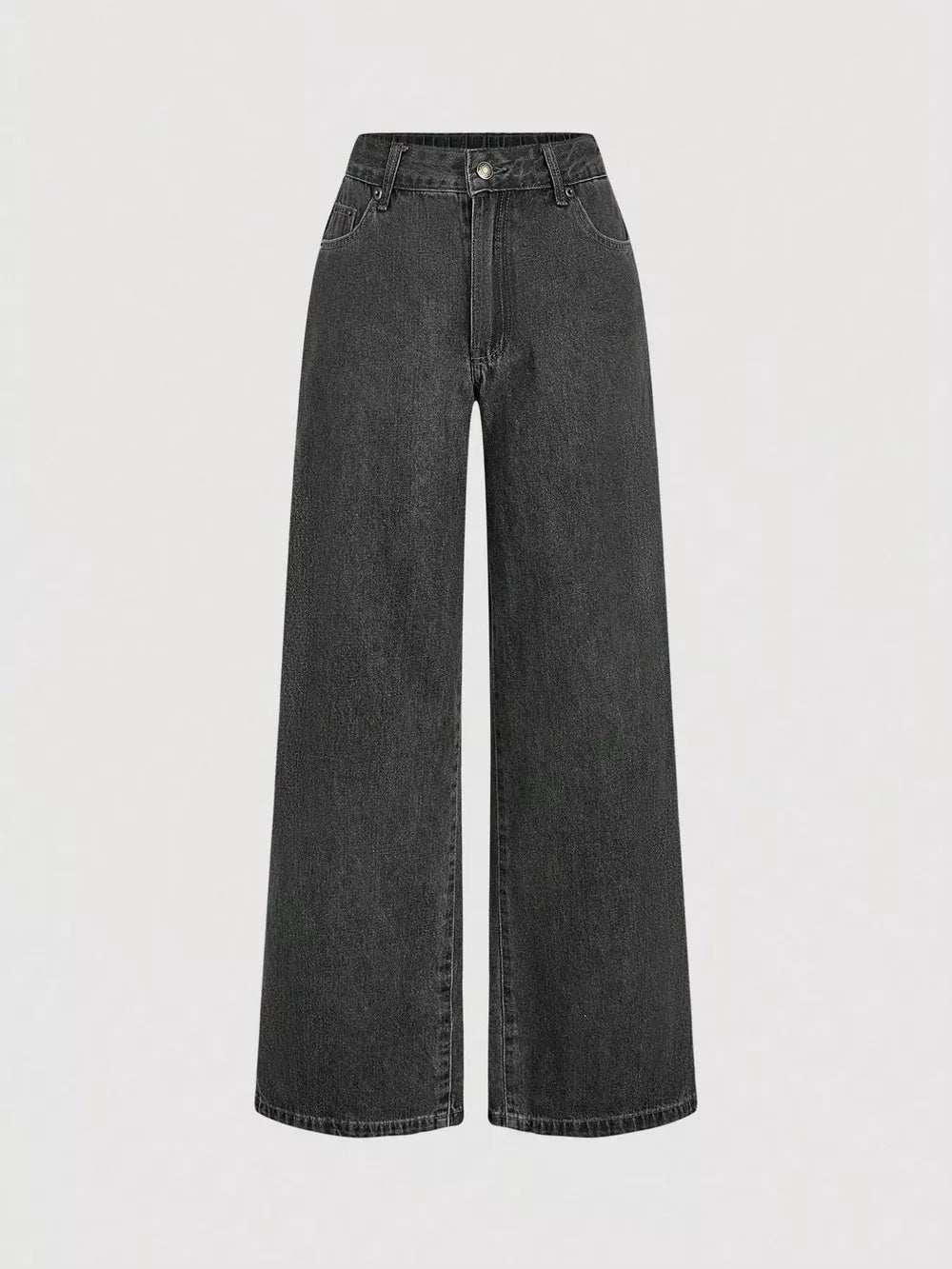 Halter Neck Denim Vest And Wide-leg Jeans Set, front view