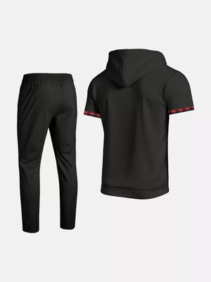 Men's Casual Short-sleeve Hoodie And Pants Set, back view