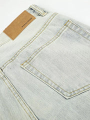 Men S Washed Wide Leg Jeans in Blue, model styling view