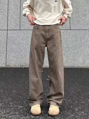 Men's brown wide-leg sweatpants with a relaxed fit and drawstring waist.