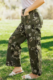 Vintage Floral Print High Waist Wide Leg Jeans, product detail