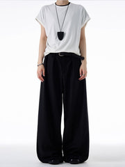 Black relaxed fit sweatpants with elastic waistband and wide leg