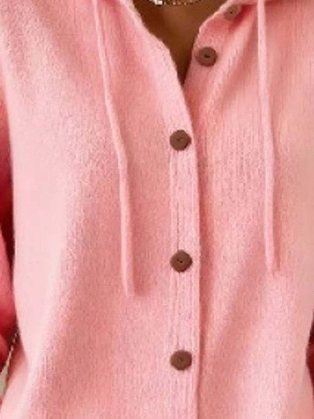 Hooded Button-up Cardigan in Pink, view 11