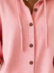 Hooded Button-up Cardigan in Pink, view 11