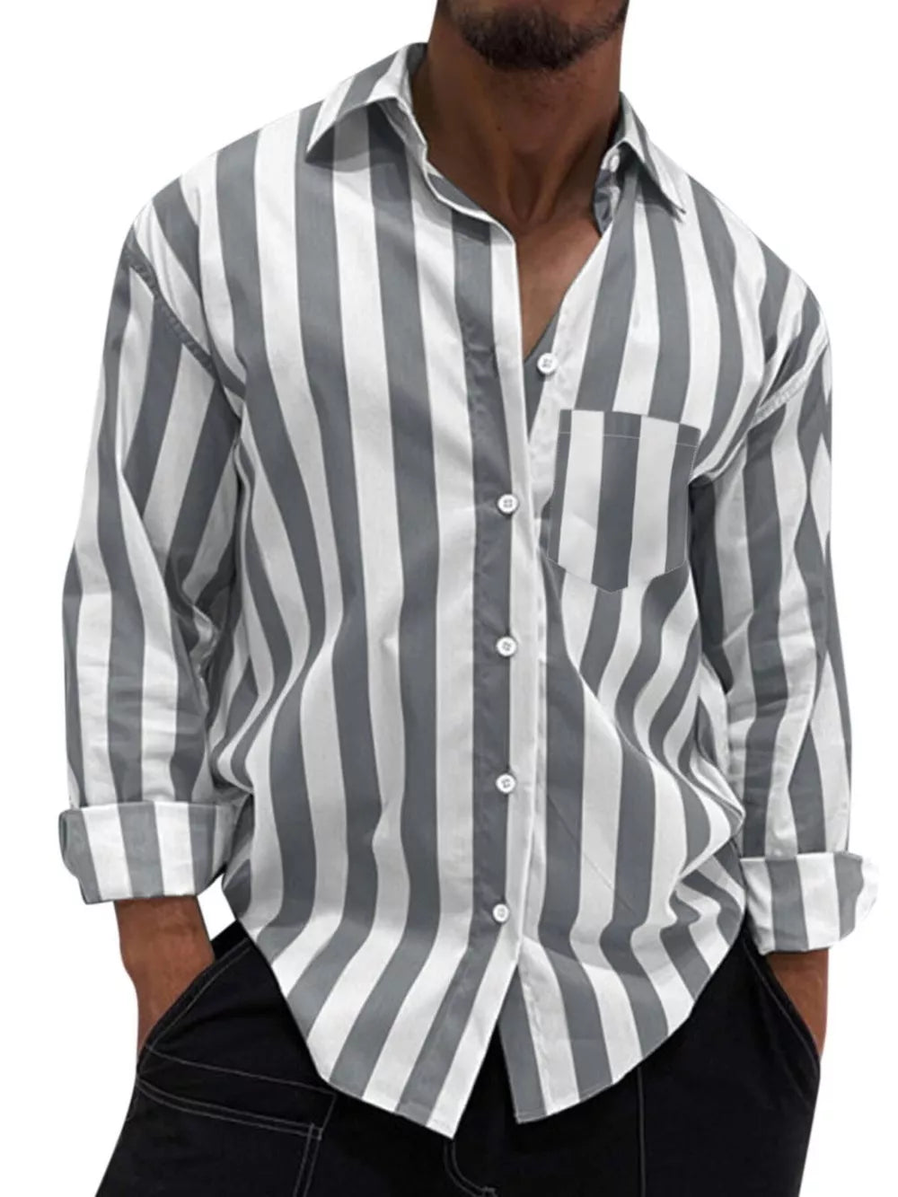 Men's Button Up Long Sleeve Shirt in Deep Teal, back view