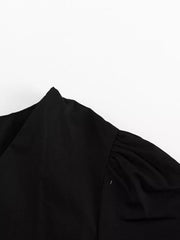 Puff Sleeve Ruffled Hem Mini Dress