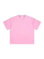 Oversized washed cotton tee in Sherbet pink with relaxed fit and crew neck.