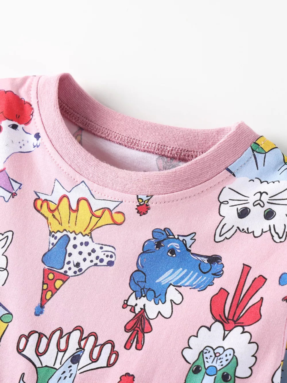 Children's Cartoon Print Short Sleeve Dress, close-up detail