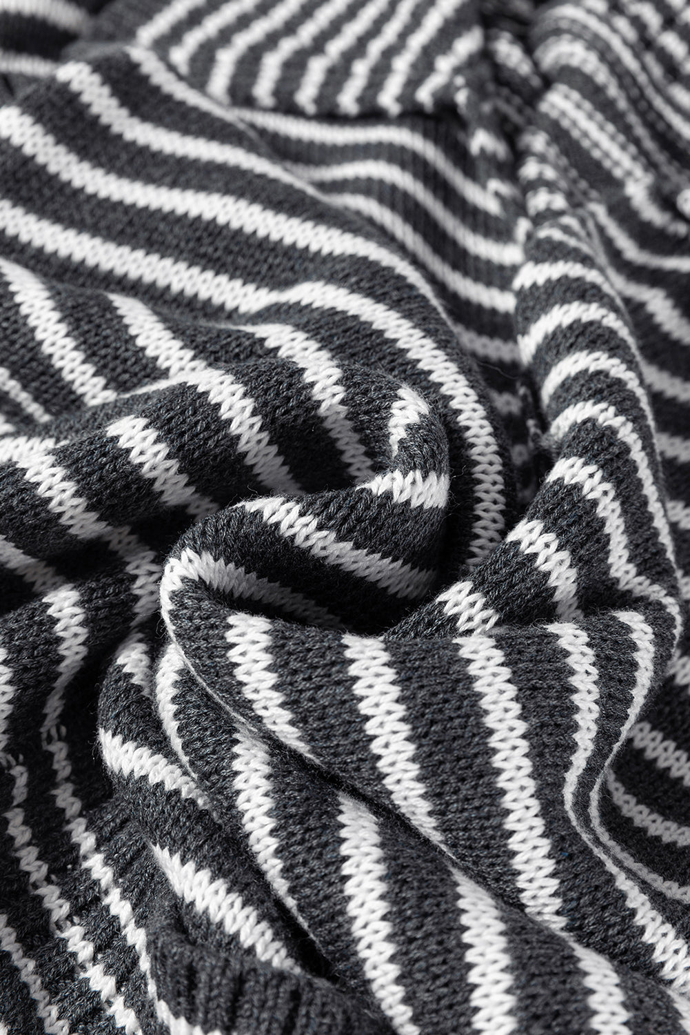 Gray striped knit polo vest with a polo neckline.