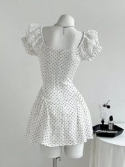 Lace Detail Polka Dot Mini Dress, back view