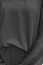 Black striped matching set with a draped detail