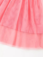 Pink tulle baby dress with layered skirt detail
