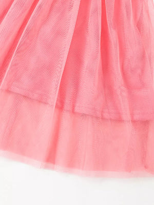 Pink tulle baby dress with layered skirt detail