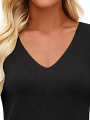 V-neck Ribbed Knit Tank Top in Navy, view 17