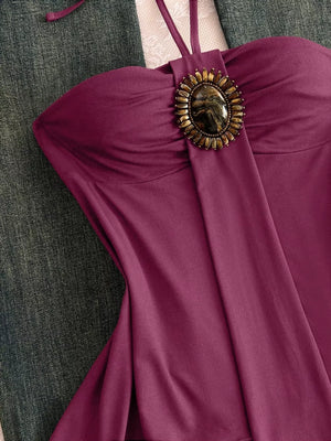 Embellished Front Halter Neck Cami, model styling view