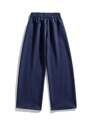 Men's Plus Size Loose Fit Wide Leg Casual Pants in Navy Blue, fabric detail