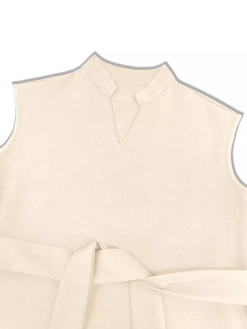 Sleeveless Top And Wide-leg Pants Set in Ivory, model styling view