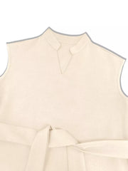 Sleeveless Top And Wide-leg Pants Set in Ivory, model styling view