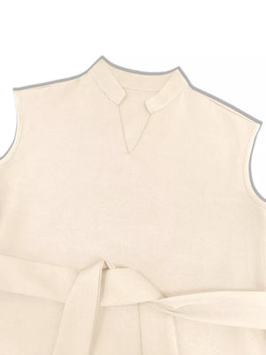 Sleeveless Top And Wide-leg Pants Set in Ivory, model styling view