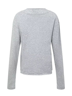 Men's Long-sleeve Round Neck T-shirt in White, side view