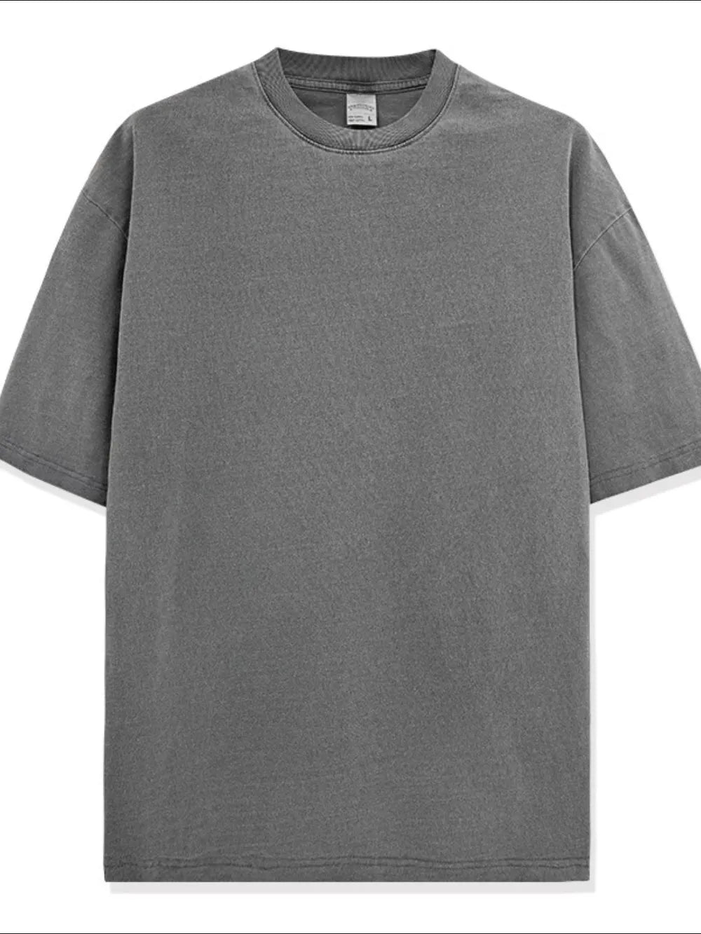 Oversized pigment-dyed crewneck tee in Dark Gray with a relaxed fit and short sleeves.