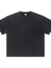 Dark Gray essential half-sleeve tee with a round neck and washed texture.