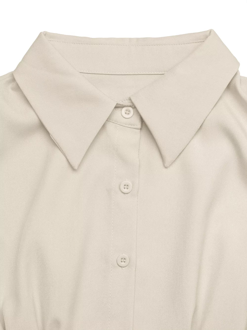 Ruched Button-up Peplum Shirt in Apricot, alternate angle