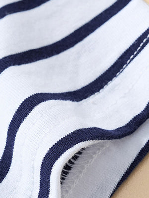 Toddler cotton crew neck t-shirt with navy and white stripes