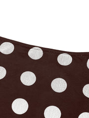 Brown mesh polka dot skirt with a-line cut