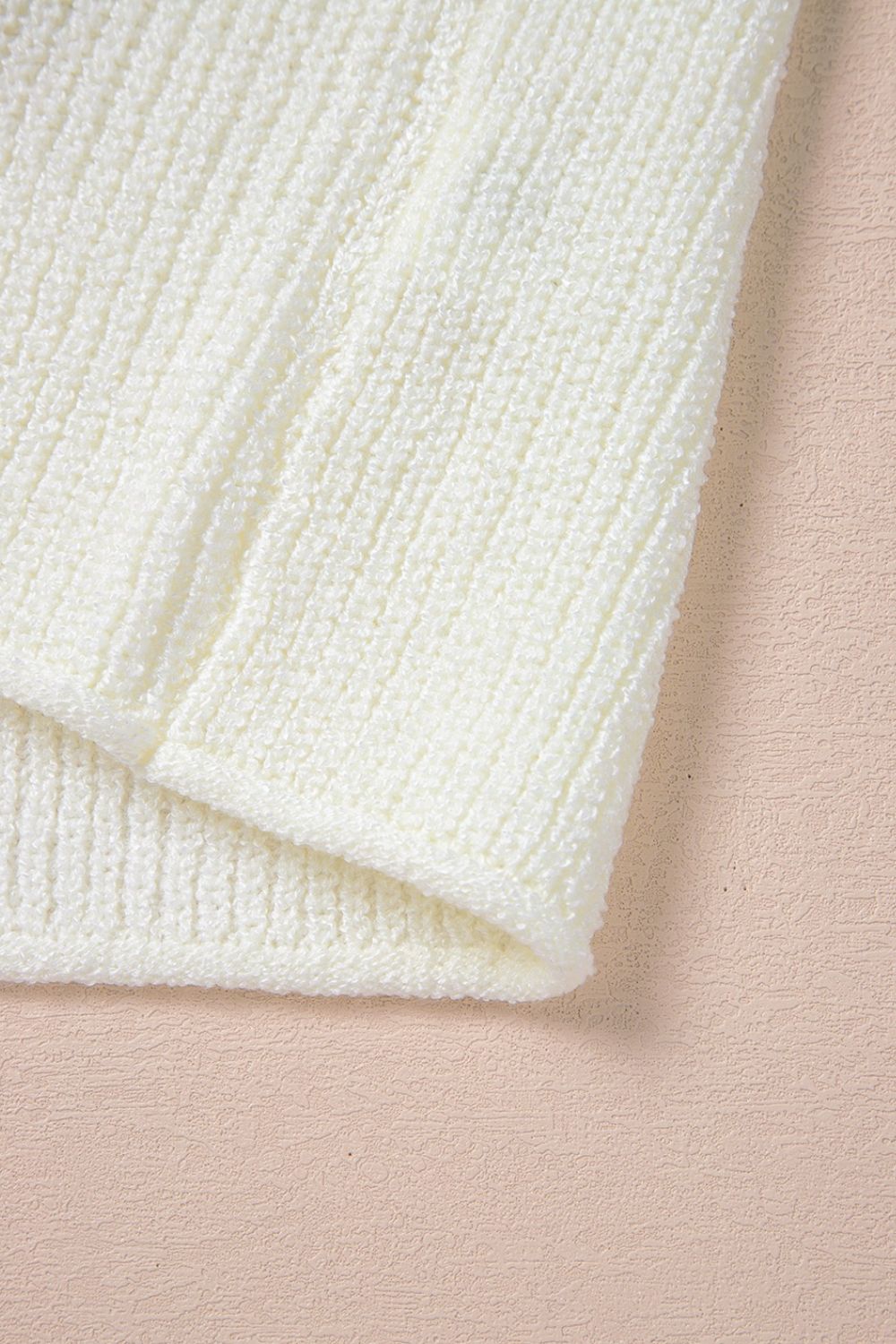 Beige textured knit tank top with tie-front detail