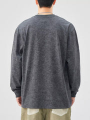 Oversized long-sleeve t-shirt in dark gray with a washed-out effect.