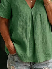 Effortlessly Chic Pleated V-neck Shirt