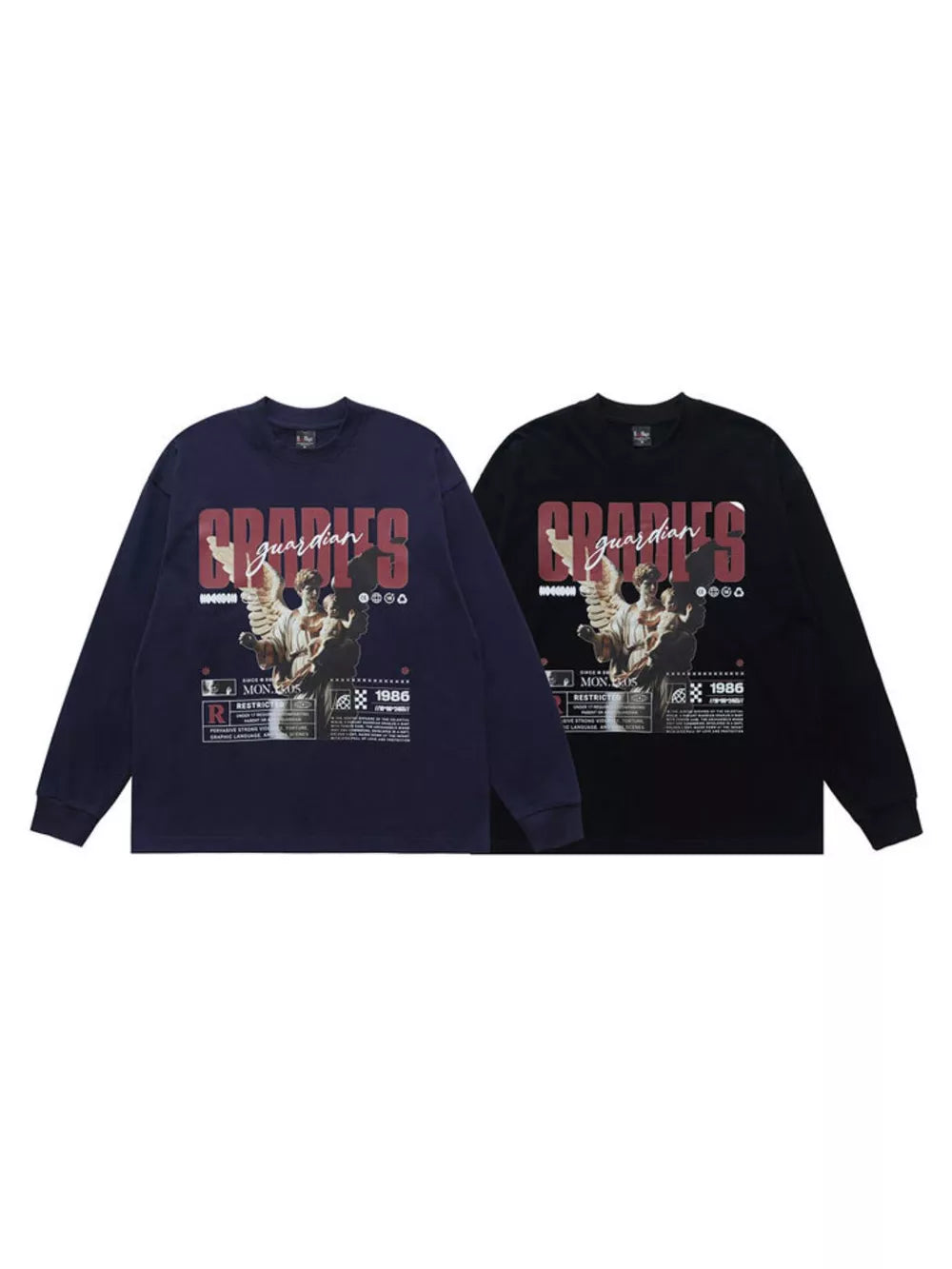 Men's Guardian Angel Graphic Long Sleeve T-shirt, alternate angle