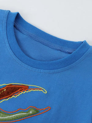 Children's Crab Embroidered T-shirt And Shorts Set, close-up detail