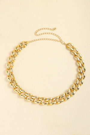 Chunky gold-tone curb chain necklace with adjustable extender chain