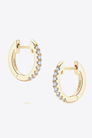 Gold pavé hoop earrings with clear stones, 18K gold-plated sterling silver.