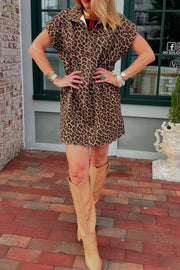 Chic Leopard Print Mini Dress With Ruffles