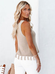Dust Storm knit tank top with tassel trim detail
