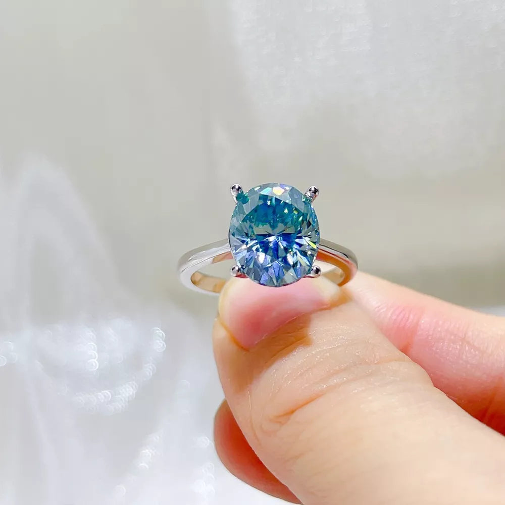 5 Carat 925 Sterling Silver Ring in Pastel Blue, back view