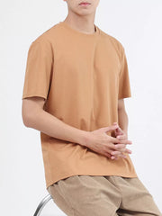 Men's caramel color crew neck t-shirt, short sleeves, cotton, relaxed fit.