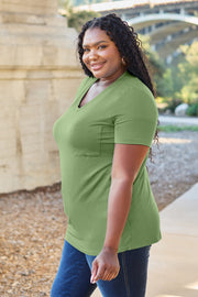 V-neck pocket tee in Matcha Green with short sleeves and a relaxed fit.