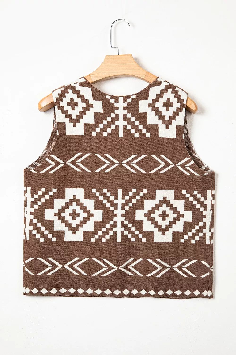 Western Geometric Sleeveless Knit Sweater Vest, product detail
