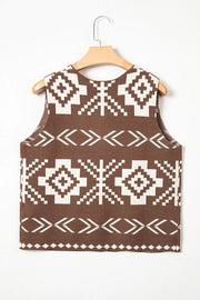 Western Geometric Sleeveless Knit Sweater Vest, product detail