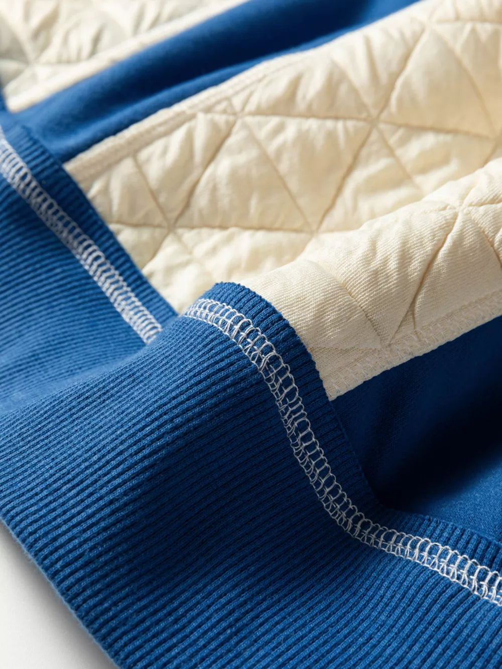 Quilted Fleece Color Block Oversize Hoodie in Ivory, back view