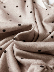 Boat neck long-sleeve tee in Khaki with a polka dot pattern