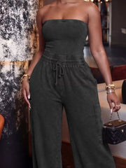 Effortless Drawstring Wide-leg Romper