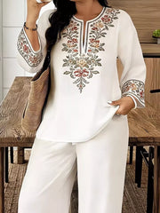 Embroidered Plus-size Two-piece Ensemble