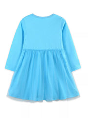 Baby girls pastel blue long-sleeve dress with tulle skirt