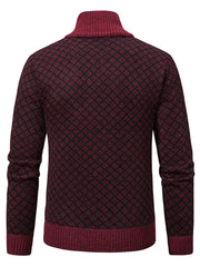 Men's Plus Size Textured Zip-up Cardigan in Black, model styling view